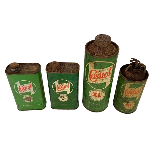 99 - 4 vintage Castrol oil cans. Largest 25cm