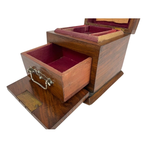 109 - Victorian rosewood jewellery box. 13 x 14 x 13cm