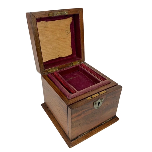 109 - Victorian rosewood jewellery box. 13 x 14 x 13cm