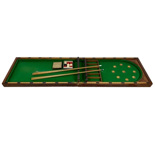 43 - Edwardian bagatelle game by E. J. Riley. Opened 183cm. Closed 91 x 51cm.