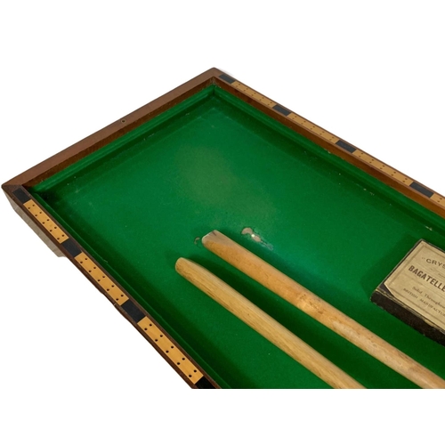 43 - Edwardian bagatelle game by E. J. Riley. Opened 183cm. Closed 91 x 51cm.