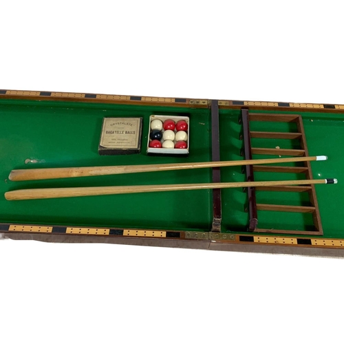 43 - Edwardian bagatelle game by E. J. Riley. Opened 183cm. Closed 91 x 51cm.