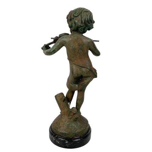 58 - 19th century French cherub cemetery figure on a marble base. 17cm