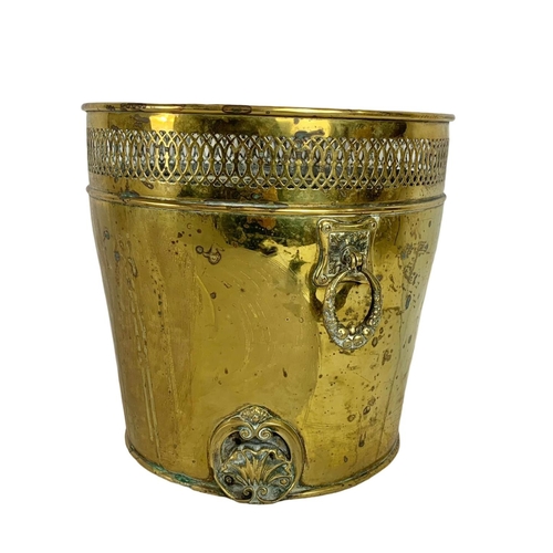 6 - Victorian ornate brass coal bucket. 30.5cm