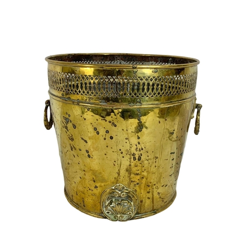 6 - Victorian ornate brass coal bucket. 30.5cm