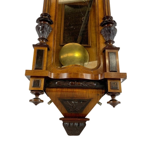 167 - Large Victorian vienna wall clock. With pendulum. 123cm