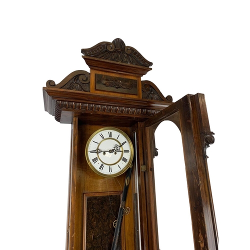 167 - Large Victorian vienna wall clock. With pendulum. 123cm