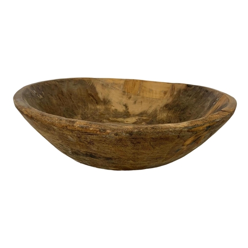 174 - Late 19th century continental wooden bowl. With 2 ring handles. 43cm.