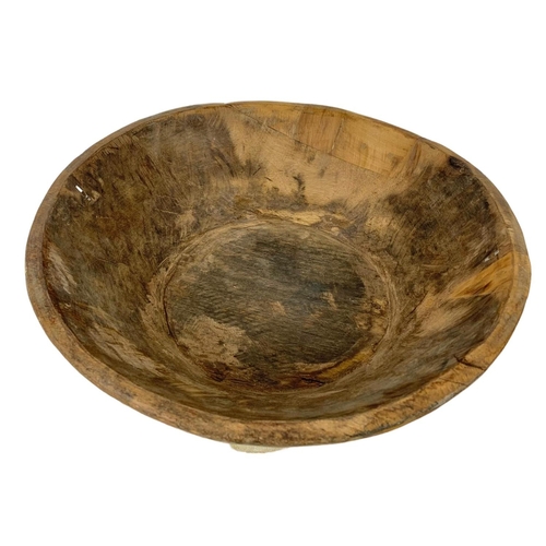 174 - Late 19th century continental wooden bowl. With 2 ring handles. 43cm.