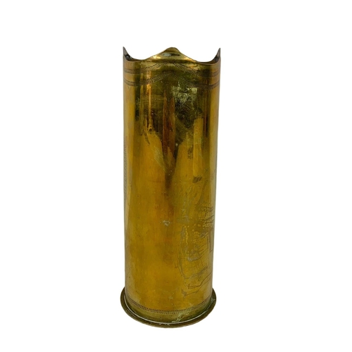 180 - Pair of Trench Art vases. 23cm