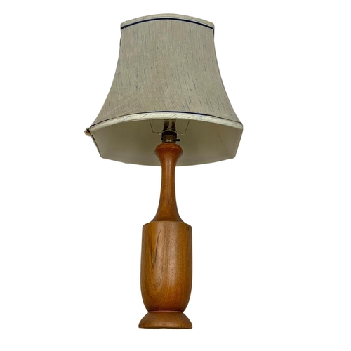 195 - Teak table lamp. Circa 1970’s. 64cm including shade.