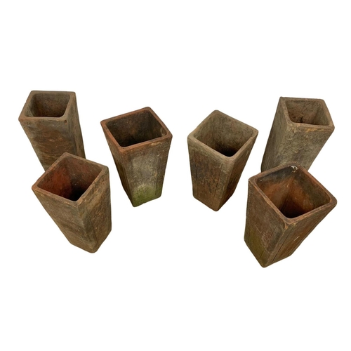 208 - 6 Edwardian period terracotta garden planters. 16 x 29.5cm