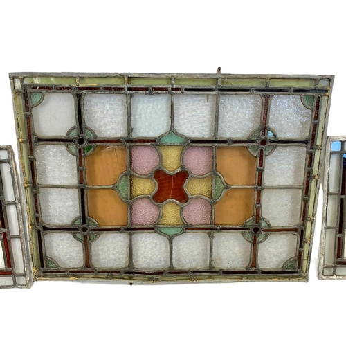 212 - 3 pieces of late Victorian stain glass. Largest 72.5 x 53cm