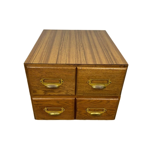 214 - Early 20th century oak filing drawer with Formica top. 38 x 44 x 30cm