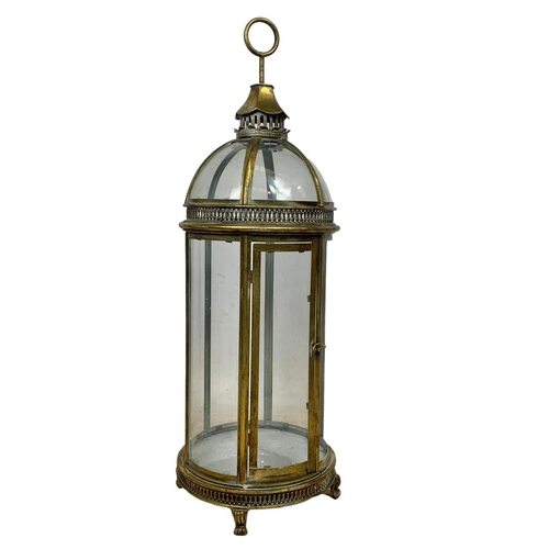 215 - Large ornate brass lantern. 79cm