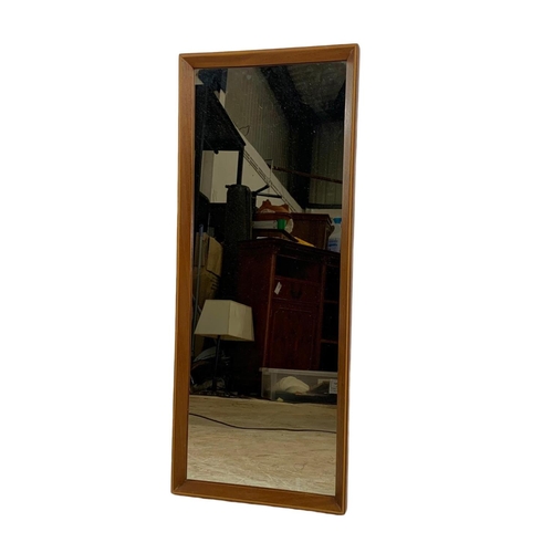 217 - Mid century teak framed mirror. 30.5 x 76cm