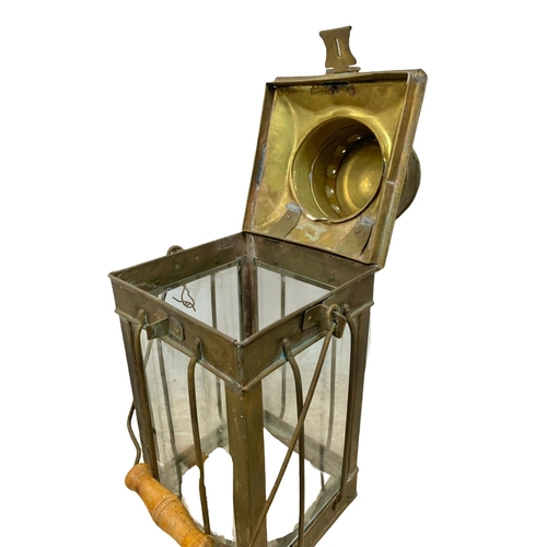 372 - Pair of large early 20th century brass lanterns, Lime House London. 47cm including handle