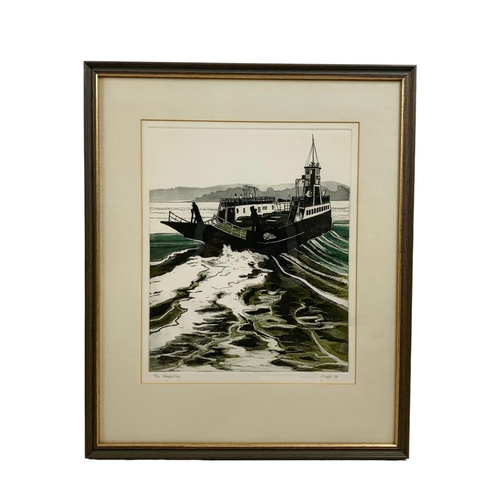 11b - 2 signed prints by R. J. Croft. Portaferry Ferry and Strangford Ferry. 50 x 60cm