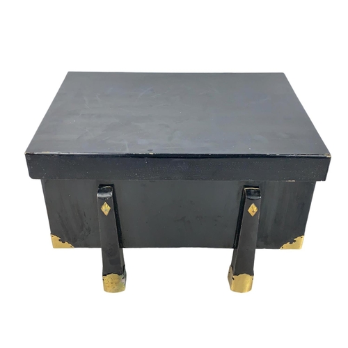 375 - Vintage Chinese storage box with brass mounts. 40 x 28 x 24cm