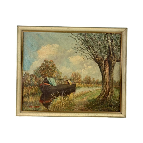 384 - Vintage oil painting. Signed Clifford H Frost. 50 x 41cm including frame