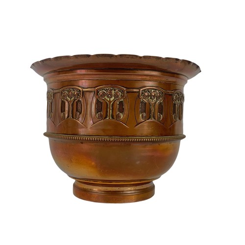 381f - Arts & Crafts copper jardiniere by Carl Deffner. Circa 1900. 25.5 x 19cm