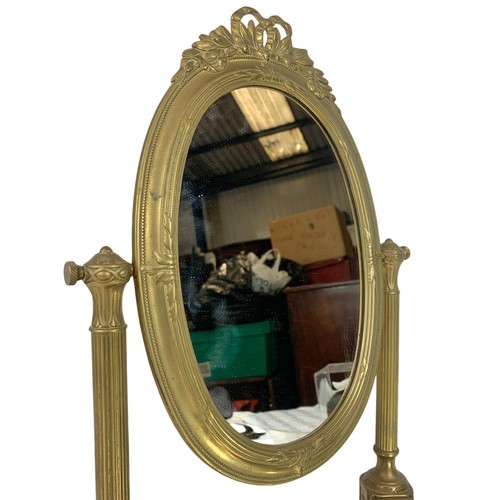 186a - Vintage ornate brass dressing mirror. 35 x 46cm