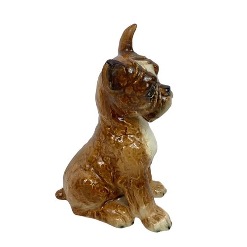 549 - Goebel pottery dog 1960, large pottery dog and a figurine. Dog measures 22 x 19cm