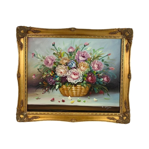 303 - Still life oil painting in an ornate gilt frame. 60 x 50cm including frame