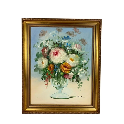 304 - Still life oil painting in an ornate gilt frame. 48.5 x 59.5cm