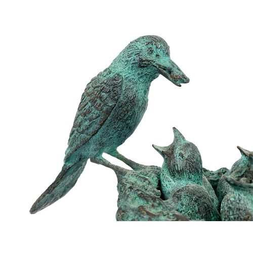 1 - Vintage brass birds on a marble base. 23.5 x 17.5cm.