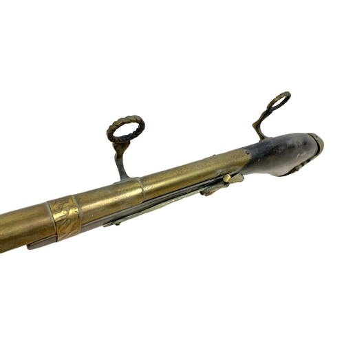 118 - Vintage brass wall mounted blunderbuss ornament. 70cm