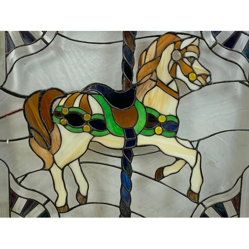 120 - Vintage wall hanging stain glass. 61 x 63cm