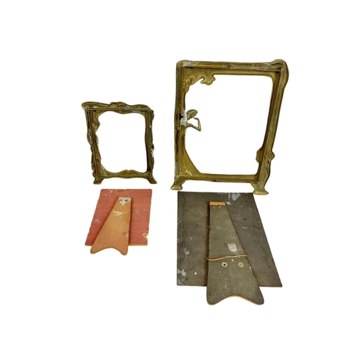 133 - 2 Art Nouveau style brass frames. Largest 20 x 25.5cm