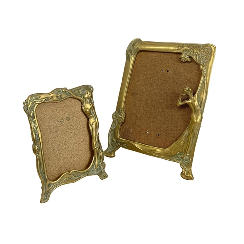 133 - 2 Art Nouveau style brass frames. Largest 20 x 25.5cm