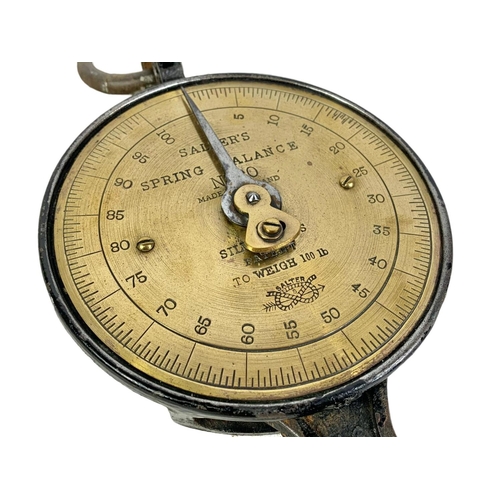 136 - 2 19th century Salter Spring Balance scales. Largest 63cm.