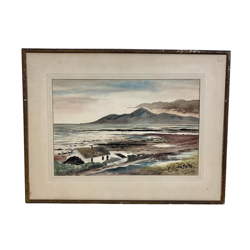 146 - An oil painting of Carrickfergus and a watercolour painting of The Mournes. Largest frame measures 6... 