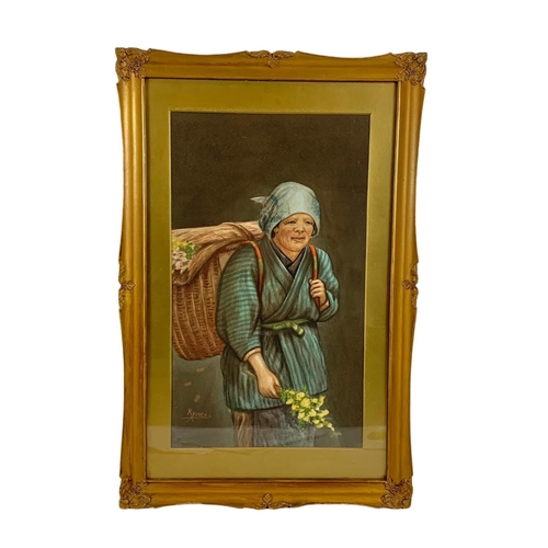 152 - A pair watercolour paintings by Ryuko in ornate gilt frames. Circa 1900. Paintings measure 30 x 50cm... 