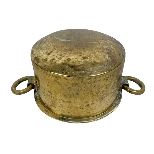 154 - A 19th century brass pot with 2 ring handles. Circa 1880. 24 x 21 x 13.5cm.