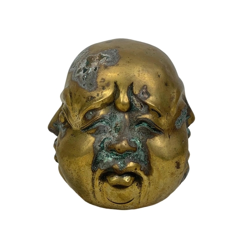 159 - An early 20th century brass 4 face Buddha. Circa 1900-1920. 12cm