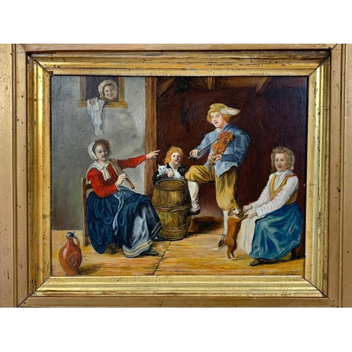 161 - A signed 19th century continental oil painting in a gilt frame. 48 x 41.5cm including frame.