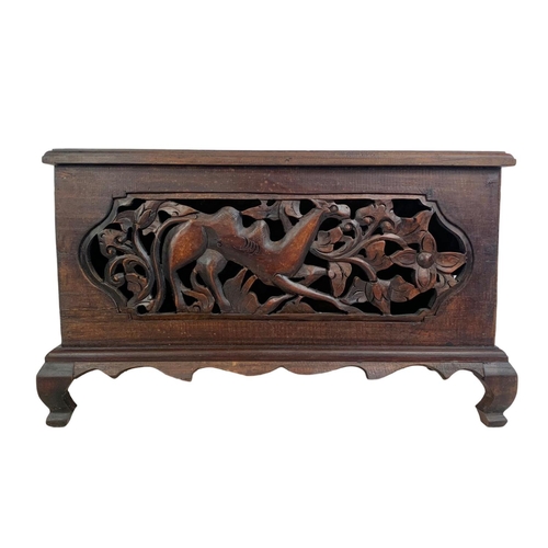 175 - A pair of carved ornate wooden storage boxes. 49 x 25.5 x 29cm.