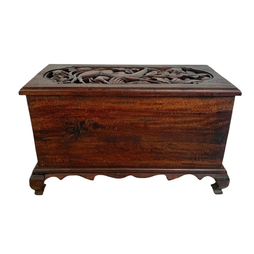 175 - A pair of carved ornate wooden storage boxes. 49 x 25.5 x 29cm.