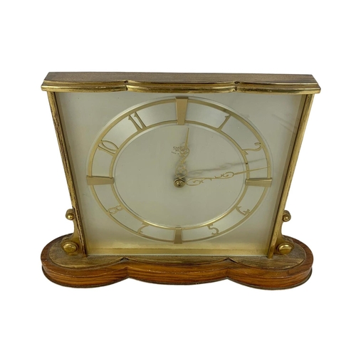 183 - A large vintage Smiths Sectric brass and walnut mantle clock. Circa 1960. 30 x 22cm