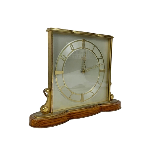 183 - A large vintage Smiths Sectric brass and walnut mantle clock. Circa 1960. 30 x 22cm