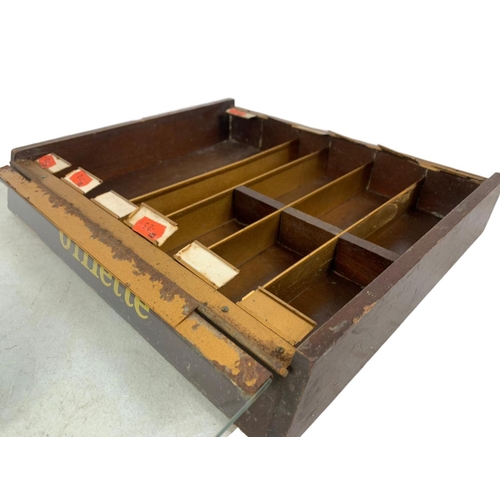 193 - A vintage Gillette razor blades barbers shop display case. 33 x 29 x 6cm