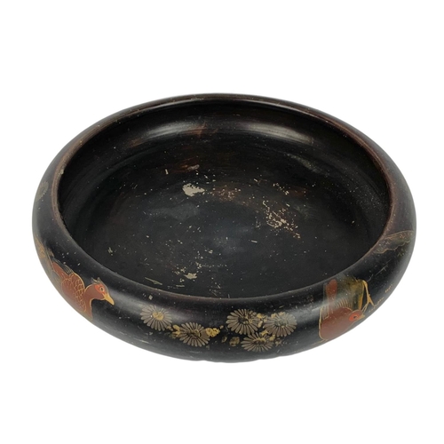 21 - Large Japanese lacquered pottery bowl. 31 x 9cm.