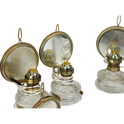 211 - 7 vintage Victorian style oil lamps. Electrified. 26cm.