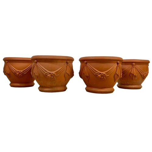 221 - Set of 4 large matching terracotta garden planters. 40 x 32.5cm.