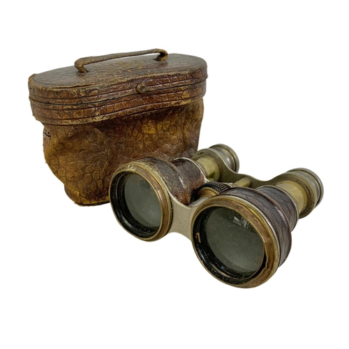 23 - Vintage field glasses in case.