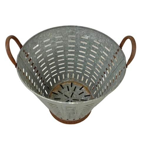 240 - A 1950’s French galvanised olive basket. 44 x 44cm.